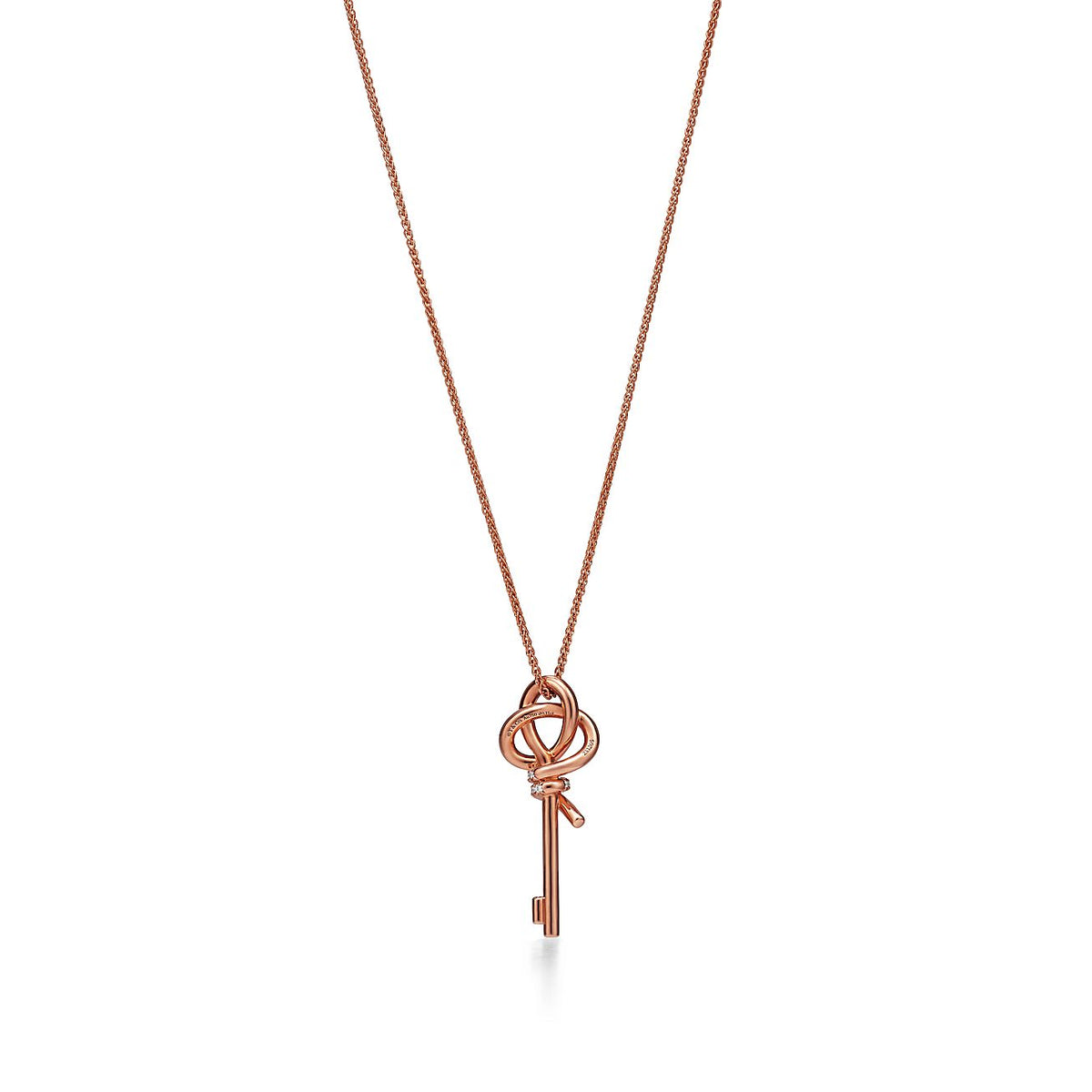 Tiffany Keys Woven Diamonds Medium 18K Gold Necklace