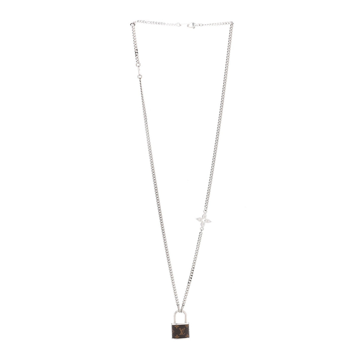 Louis Vuitton Monogram Lock Pendant 18K Gold Necklace