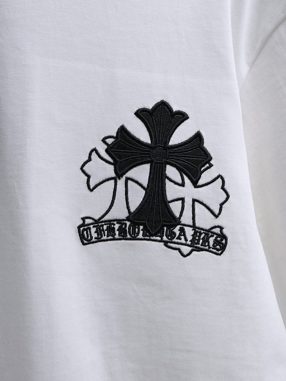 Chrome Hearts Cross & Floral Embroidered T-Shirt — detail